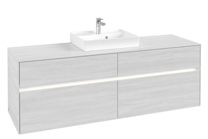 Тумба под раковину Villeroy & Boch Collaro 160х50 см с подсветкой ДСП белое дерево C077B0E8