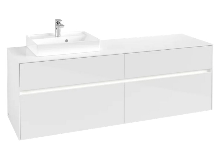 Тумба под раковину Villeroy & Boch Collaro 160х50 см с подсветкой МДФ глянцевый белый C078B0DH