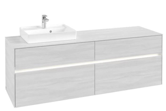 Тумба під раковину Villeroy & Boch Collaro 160х50 см із підсвічуванням ДСП біле дерево C078B0E8