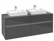 Тумба под раковину Villeroy & Boch Collaro 140х50 см с подсветкой МДФ глянцевый серый C076B0FP