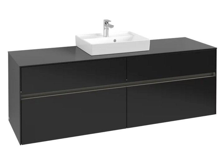 Тумба під раковину Villeroy & Boch Collaro 160х50 см із підсвічуванням МДФ чорний матовий лак C077B0PD