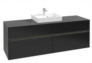 Тумба под раковину Villeroy & Boch Collaro 160х50 см с подсветкой МДФ черный матовый лак C077B0PD