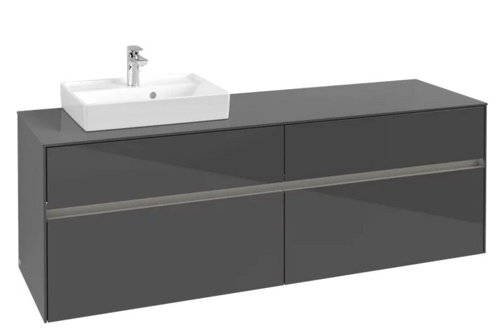 Тумба під раковину Villeroy & Boch Collaro 160х50 см із підсвічуванням МДФ глянсовий сірий C078B0FP