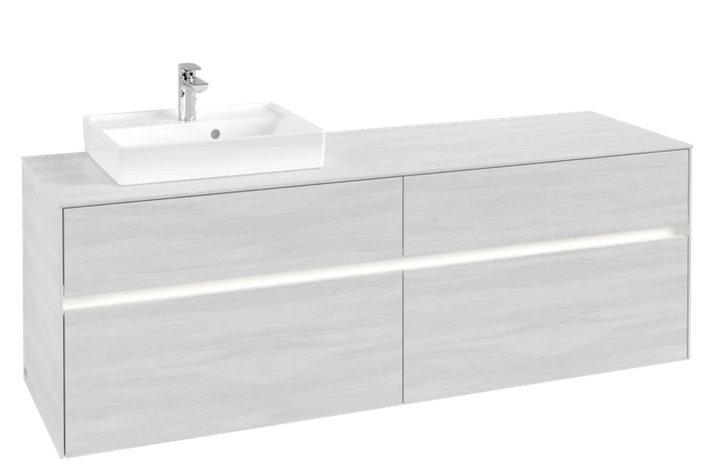 Тумба под раковину Villeroy & Boch Collaro 160х50 см с подсветкой ДСП белое дерево C078B0E8