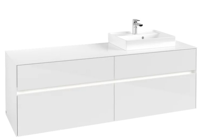 Тумба под раковину Villeroy & Boch Collaro 160х50 см с подсветкой ДСП матовый белый C079B0MS