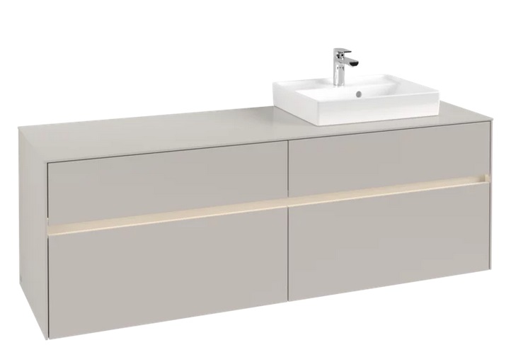 Тумба под раковину Villeroy & Boch Collaro 160х50 см с подсветкой ДСП мягкий серый C079B0VK