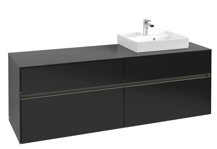 Тумба под раковину Villeroy & Boch Collaro 160х50 см с подсветкой МДФ черный матовый лак C079B0PD