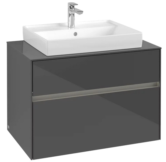 Тумба під раковину Villeroy & Boch Collaro 80х50 см із підсвічуванням МДФ глянсовий сірий C080B0FP