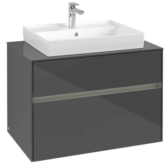 Тумба под раковину Villeroy & Boch Collaro 80х50 см с подсветкой МДФ глянцевый серый C080B0FP