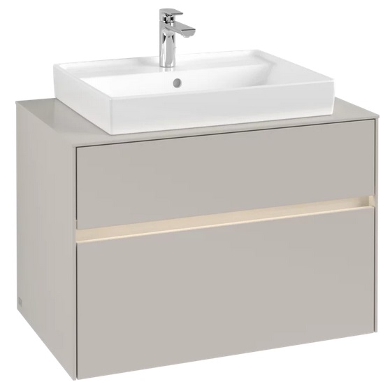 Тумба под раковину Villeroy & Boch Collaro 80х50 см с подсветкой ДСП мягкий серый C080B0VK
