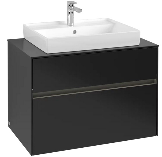 Тумба под раковину Villeroy & Boch Collaro 80х50 см с подсветкой МДФ черный матовый лак C080B0PD