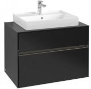 Тумба под раковину Villeroy & Boch Collaro 80х50 см с подсветкой МДФ черный матовый лак C080B0PD