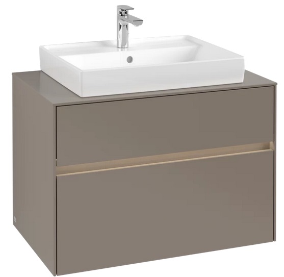 Тумба под раковину Villeroy & Boch Collaro 80х50 см с подсветкой ДСП трюфель серый C080B0VG