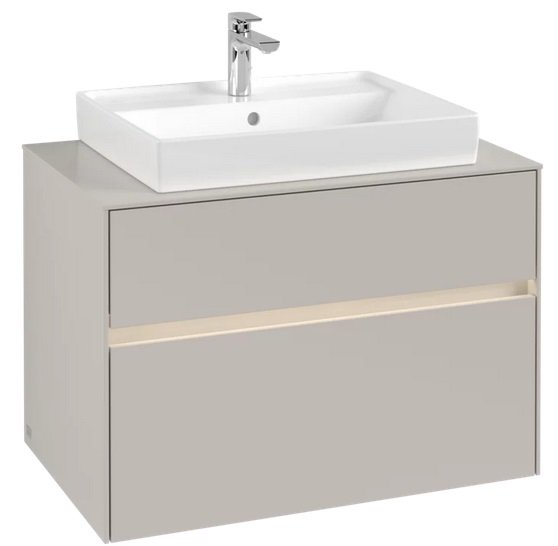 Тумба под раковину Villeroy & Boch Collaro 80х50 см с подсветкой ДСП мягкий серый C080B0VK