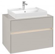 Тумба под раковину Villeroy & Boch Collaro 80х50 см с подсветкой ДСП мягкий серый C080B0VK