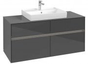 Тумба під раковину Villeroy & Boch Collaro 120х50 см із підсвічуванням МДФ глянсовий сірий C081B0FP