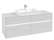 Тумба под раковину Villeroy & Boch Collaro 140х50 см с подсветкой ДСП белое дерево C084B0E8
