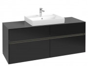 Тумба під раковину Villeroy & Boch Collaro 140х50 см із підсвічуванням МДФ чорний матовий лак C084B0PD