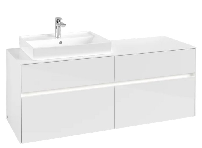 Тумба под раковину Villeroy & Boch Collaro 140х50 см с подсветкой МДФ глянцевый белый C085B0DH