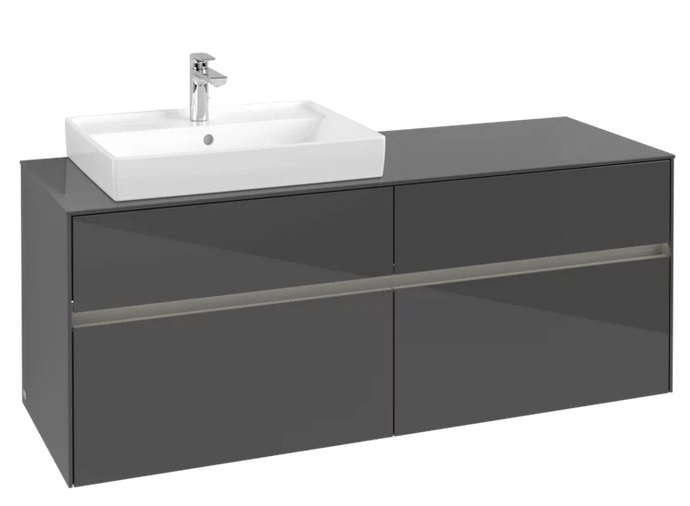 Тумба под раковину Villeroy & Boch Collaro 140х50 см с подсветкой МДФ глянцевый серый C085B0FP