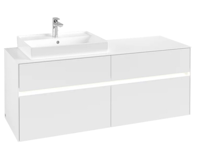 Тумба під раковину Villeroy & Boch Collaro 140х50 см із підсвічуванням ДСП матовий білий C085B0MS