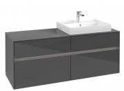 Тумба під раковину Villeroy & Boch Collaro 140х50 см із підсвічуванням МДФ глянсовий сірий C086B0FP