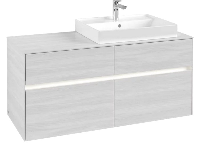 Тумба под раковину Villeroy & Boch Collaro 120х50 см с подсветкой ДСП белое дерево C083B0E8