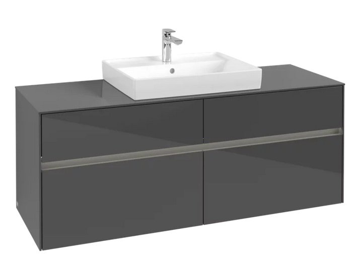 Тумба під раковину Villeroy & Boch Collaro 140х50 см із підсвічуванням МДФ глянсовий сірий C084B0FP