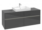 Тумба под раковину Villeroy & Boch Collaro 140х50 см с подсветкой МДФ глянцевый серый C084B0FP