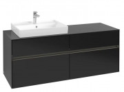 Тумба под раковину Villeroy & Boch Collaro 140х50 см с подсветкой МДФ черный матовый лак C085B0PD