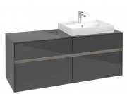 Тумба під раковину Villeroy & Boch Collaro 140х50 см із підсвічуванням МДФ глянсовий сірий C086B0FP