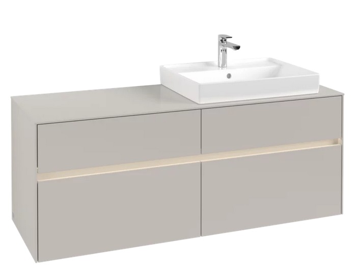 Тумба під раковину Villeroy & Boch Collaro 140х50 см із підсвічуванням ДСП м'який сірий C086B0VK