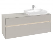 Тумба под раковину Villeroy & Boch Collaro 140х50 см с подсветкой ДСП мягкий серый C086B0VK