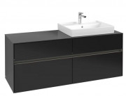 Тумба під раковину Villeroy & Boch Collaro 140х50 см із підсвічуванням МДФ чорний матовий лак C086B0PD