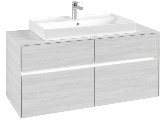 Тумба под раковину Villeroy & Boch Collaro 120х50 см с подсветкой ДСП белое дерево C087B0E8