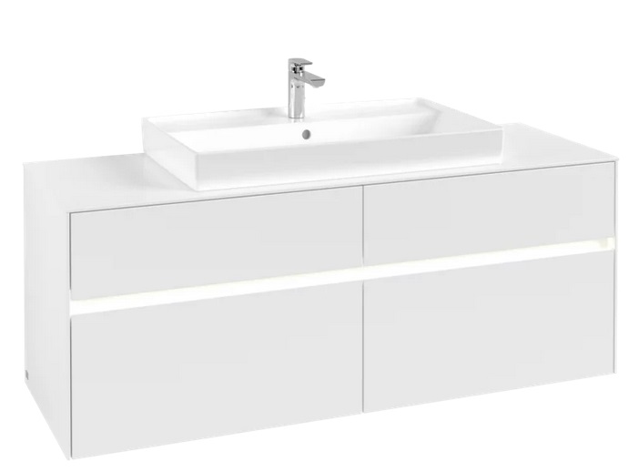 Тумба під раковину Villeroy & Boch Collaro 140х50 см із підсвічуванням ДСП матовий білий C088B0MS