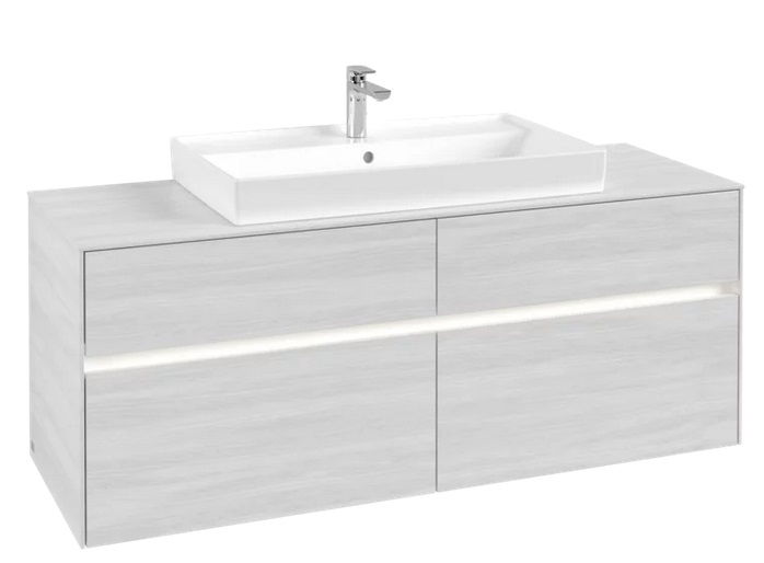 Тумба под раковину Villeroy & Boch Collaro 140х50 см с подсветкой ДСП белое дерево C088B0E8