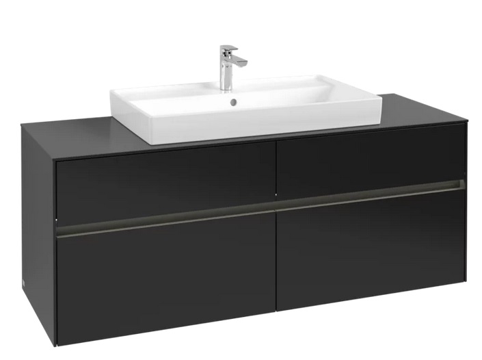 Тумба под раковину Villeroy & Boch Collaro 140х50 см с подсветкой МДФ черный матовый лак C088B0PD