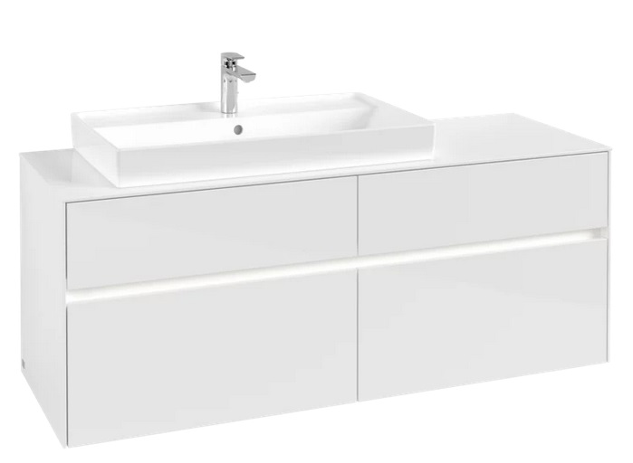 Тумба под раковину Villeroy & Boch Collaro 140х50 см с подсветкой МДФ глянцевый белый C089B0DH
