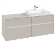 Тумба під раковину Villeroy & Boch Collaro 140х50 см із підсвічуванням ДСП м'який сірий C086B0VK