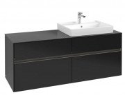 Тумба під раковину Villeroy & Boch Collaro 140х50 см із підсвічуванням МДФ чорний матовий лак C086B0PD