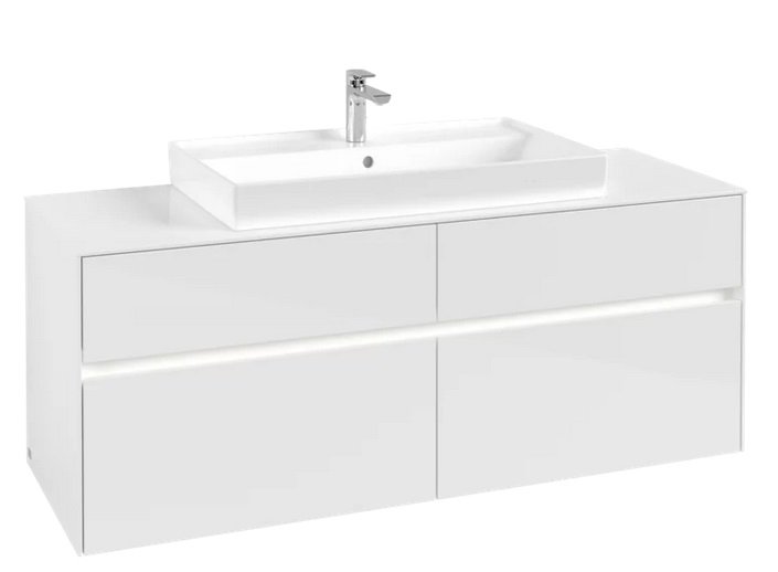 Тумба под раковину Villeroy & Boch Collaro 140х50 см с подсветкой МДФ глянцевый белый C088B0DH
