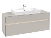 Тумба під раковину Villeroy & Boch Collaro 140х50 см із підсвічуванням ДСП м'який сірий C088B0VK