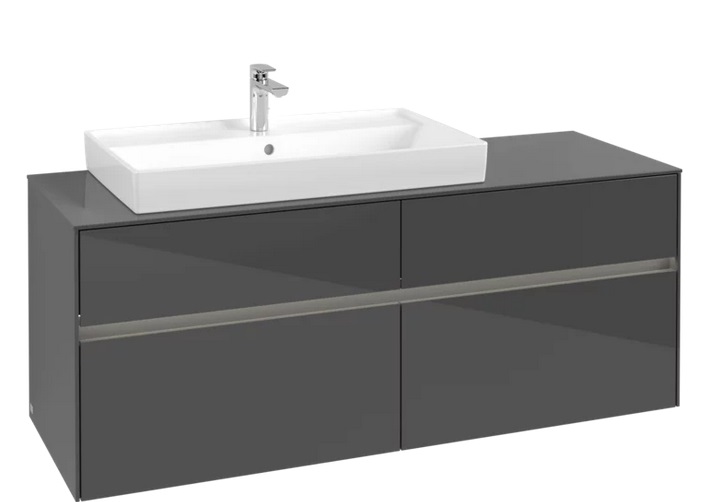 Тумба під раковину Villeroy & Boch Collaro 140х50 см із підсвічуванням МДФ глянсовий сірий C089B0FP