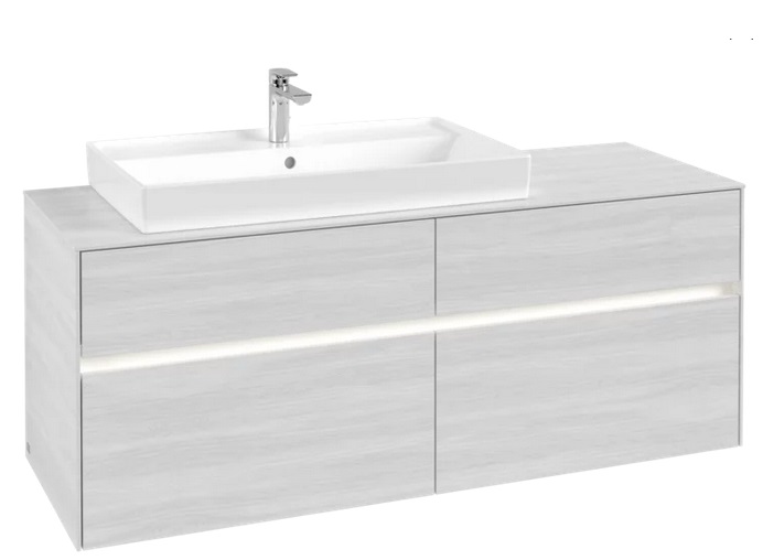 Тумба под раковину Villeroy & Boch Collaro 140х50 см с подсветкой ДСП белое дерево C089B0E8