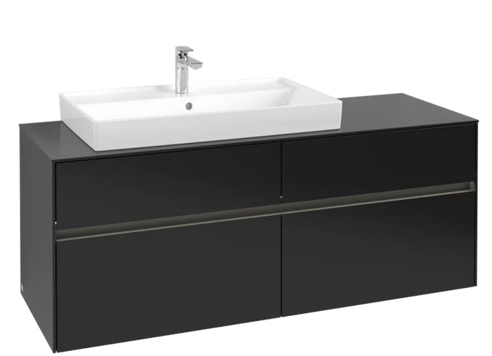 Тумба под раковину Villeroy & Boch Collaro 140х50 см с подсветкой МДФ черный матовый лак C089B0PD