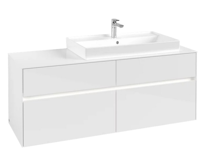 Тумба под раковину Villeroy & Boch Collaro 140х50 см с подсветкой МДФ глянцевый белый C090B0DH