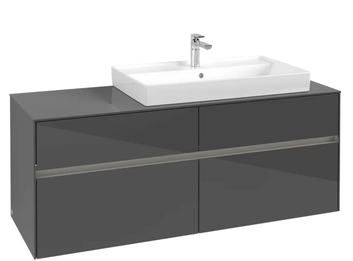 Тумба под раковину Villeroy & Boch Collaro 140х50 см с подсветкой МДФ глянцевый серый C090B0FP