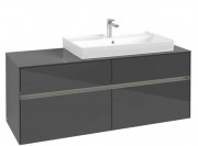 Тумба под раковину Villeroy & Boch Collaro 140х50 см с подсветкой МДФ глянцевый серый C090B0FP