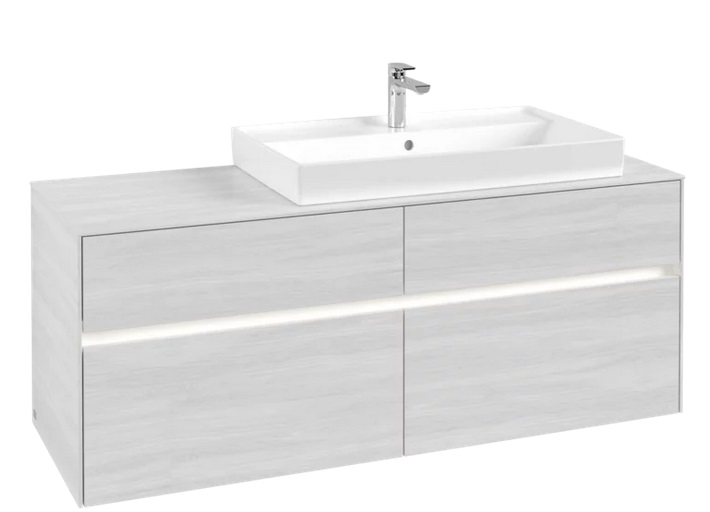 Тумба под раковину Villeroy & Boch Collaro 140х50 см с подсветкой ДСП белое дерево C090B0E8